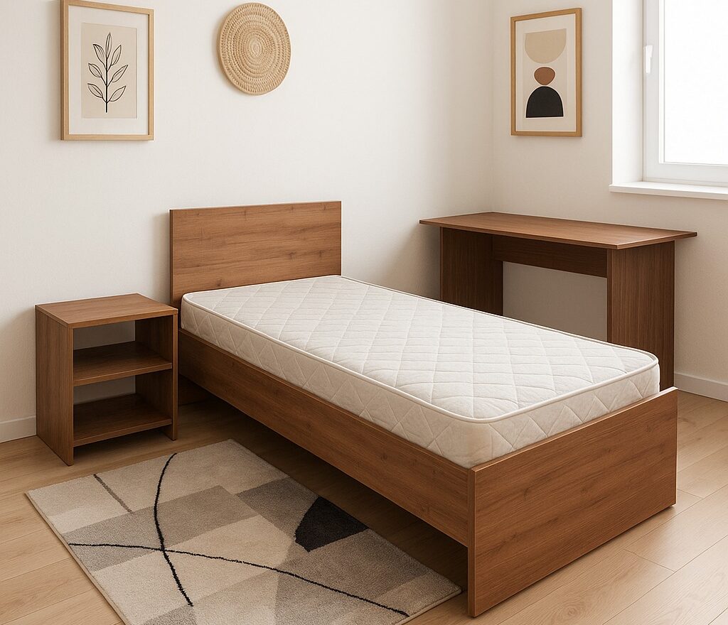 Pack Najah – Lit 1 place avec matelas + Table de chevet + Bureau