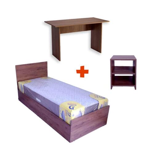 Pack Najah – Lit 1 place avec matelas + Table de chevet + Bureau
