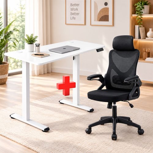 PACK ERGOTECH + ERGOSIT — Bureau assis-debout & chaise de bureau ergonomique